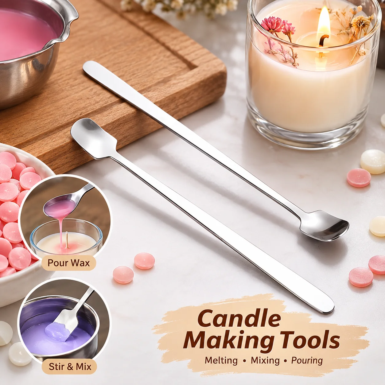 Candle Supplies Bulk - 1/2PCS 스테인레스 스틸 캔들 만들기 스푼