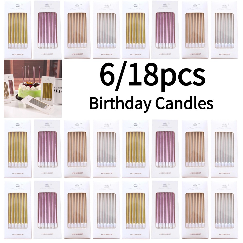 6/18개 메탈 골드 실버 생일 캔들 DIY 컬러풀 케 - Candle For Supplies 리뷰 및 가격