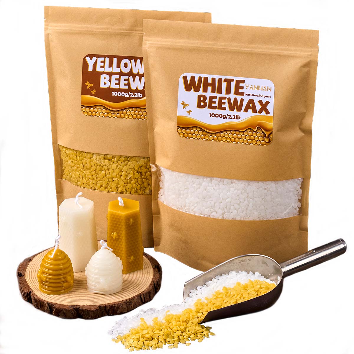 1000g 순수 천연 세분화 된 흰색 노란색 밀랍 DI - Candle Supplies Bulk 리뷰 및 가격